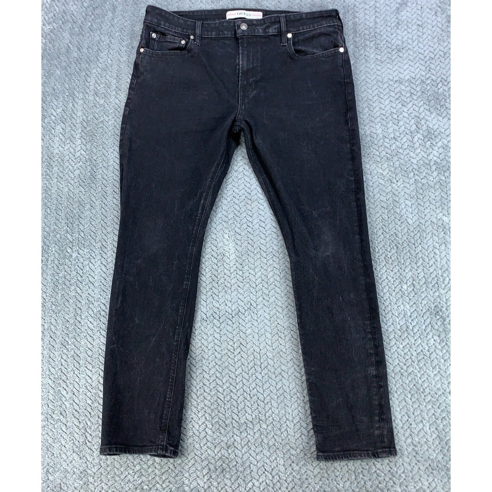 Guess Jeans Men's 36x30 Black Skinny Fit Tapered Leg Modern Stretch Denim